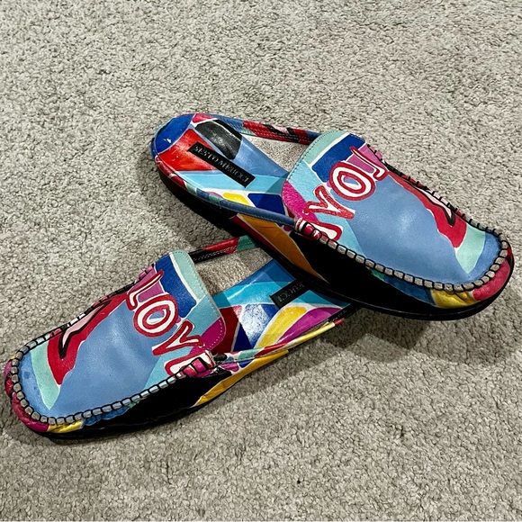 Vintage Sesto Meucci "Love" Graphic Leather Mules, Size 9 Bright Graphics - Picture 4 of 5